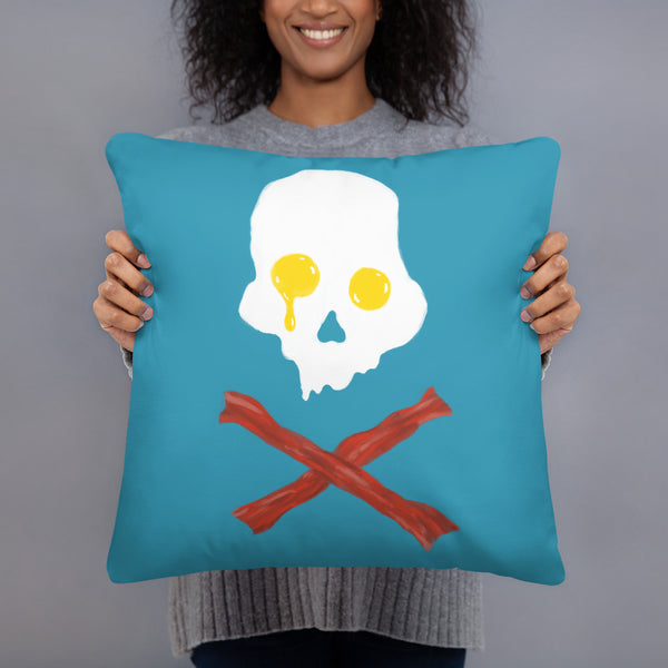 Jolly Roger Bacon And Eggs Breakfast Throw Pillow