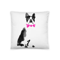 Watercolor Boston Terrier With Bowtie Throw Pillow