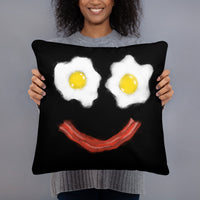 Bacon and Eggs Smiley Throw Pillow