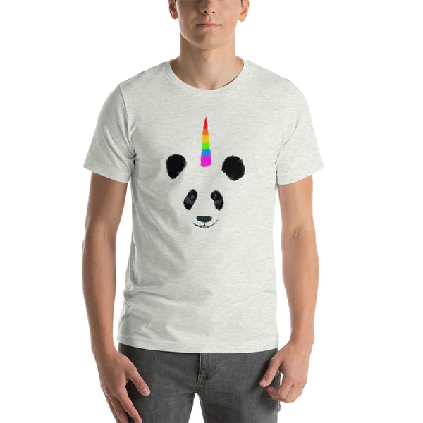 Rainbow Horned Pandacorn (Unicorn Panda) Short-Sleeve Unisex T-Shirt